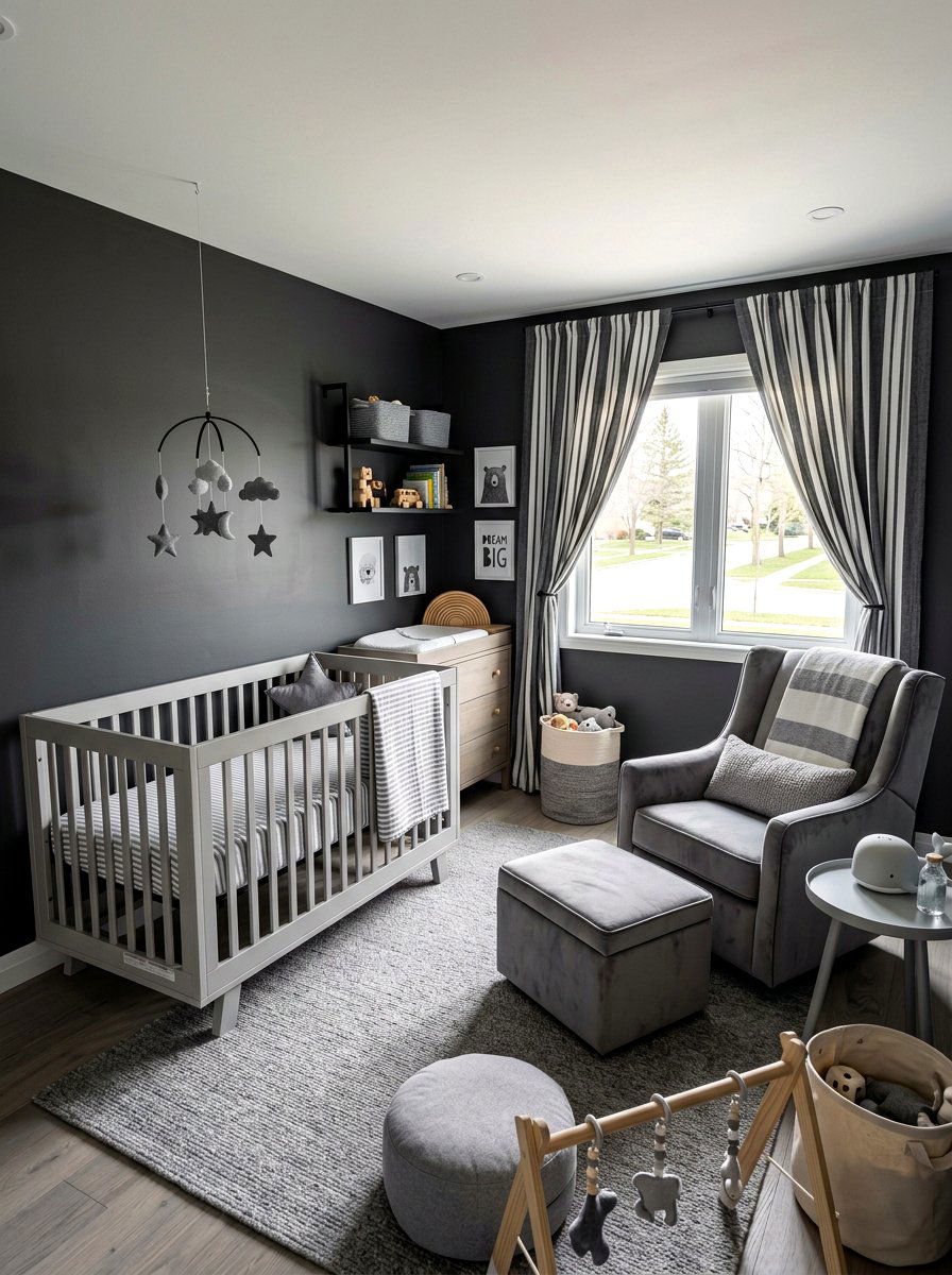 Monochrome Gray Nursery - 30 boutique nursery decor ideas