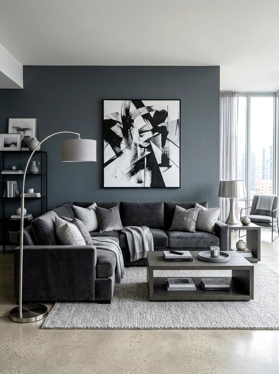 Monochrome Grey Condo Living - 30 condo living room ideas