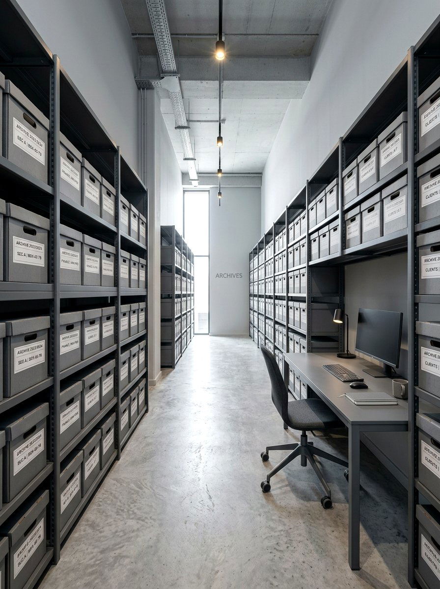 Monochrome Grey Office Archives - 30 archive room office ideas