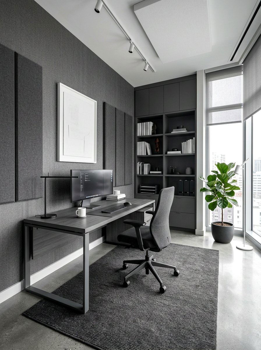 Monochrome Home Office - 30 masculine office ideas