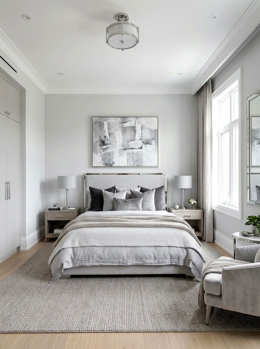 Monochrome Light Grey Bedroom - 30 light and airy bedroom ideas