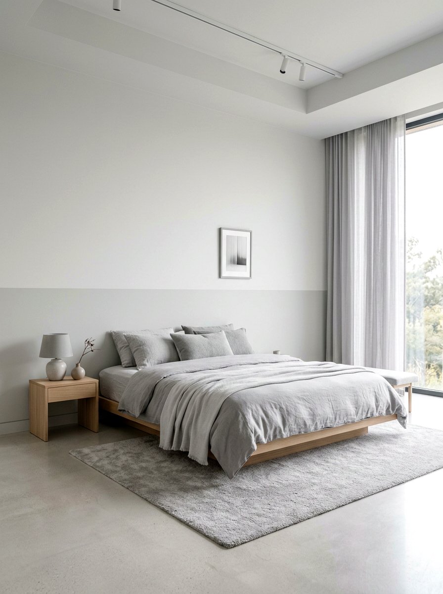 Monochrome Light Grey Shifting - 30 two tone wall paint ideas