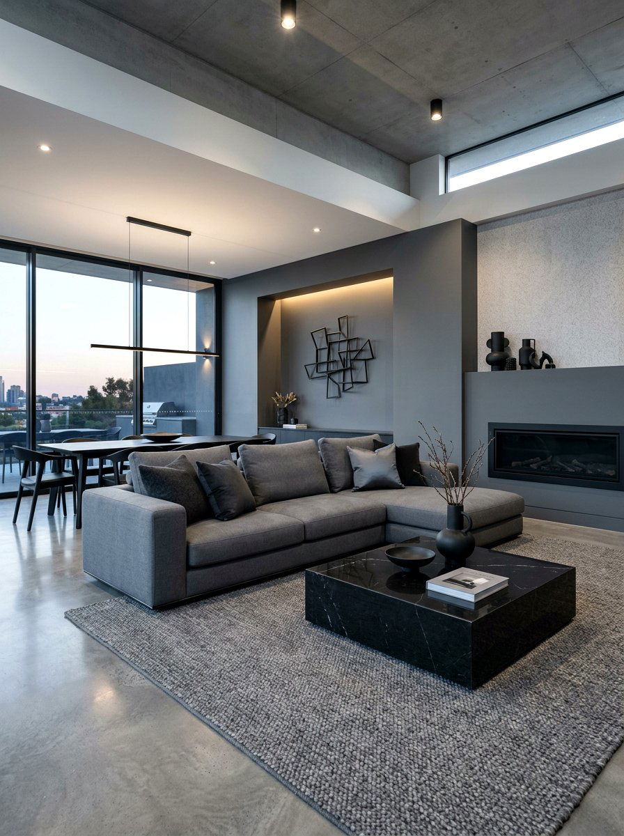Monochrome Living Room - 30 designer showroom living room ideas