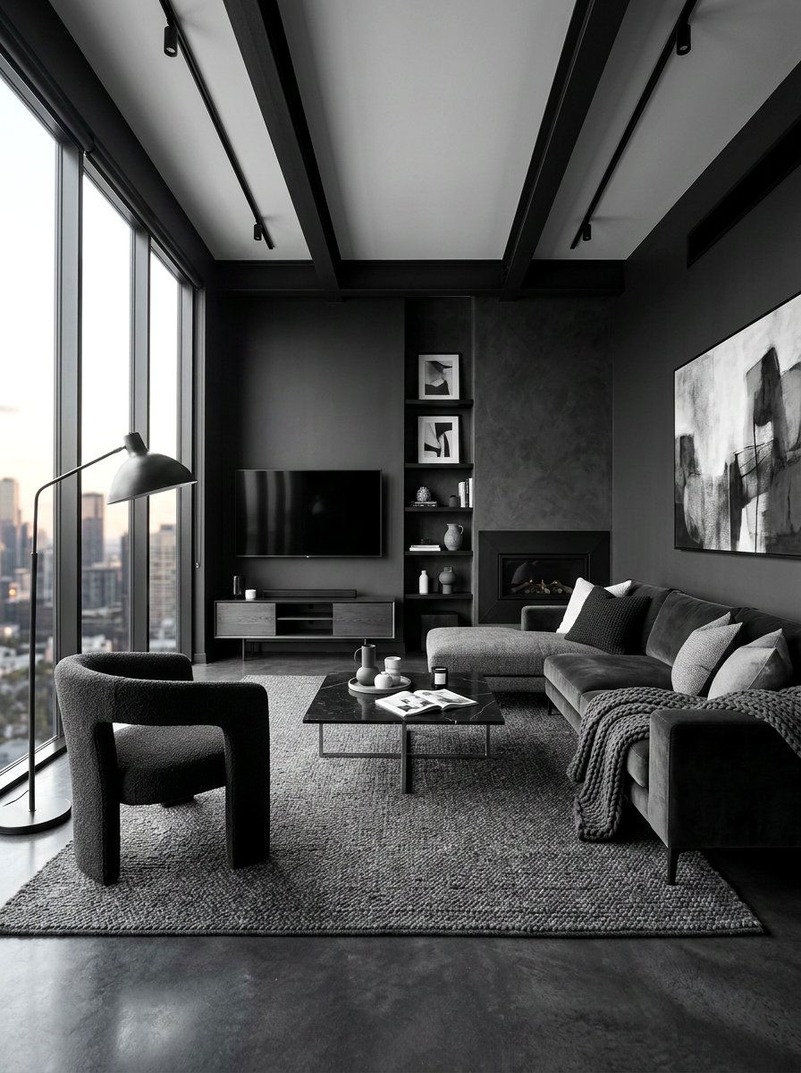Monochrome Living Room - 30 apartment living room ideas