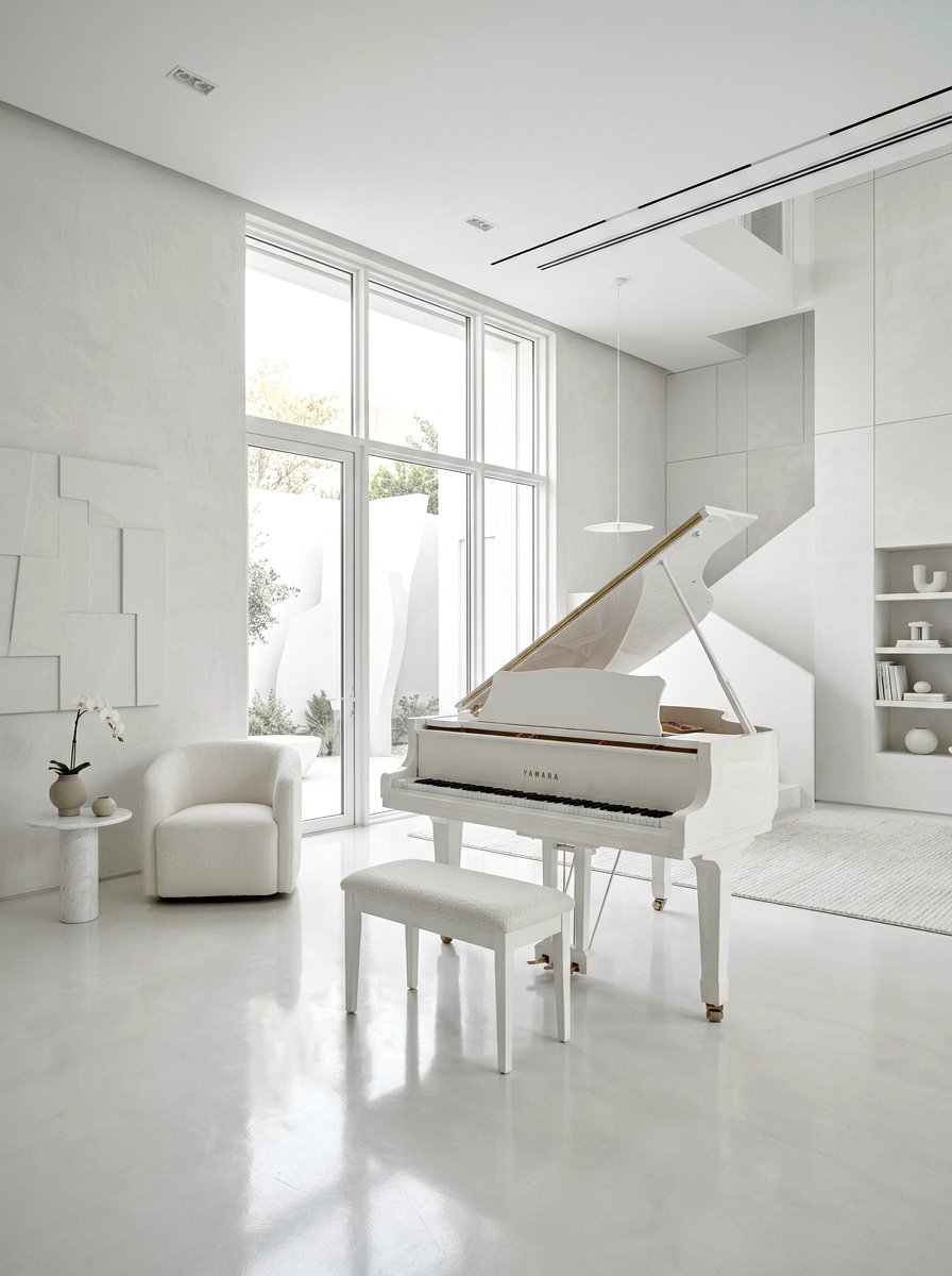 Monochrome Piano Room - 30 piano room ideas