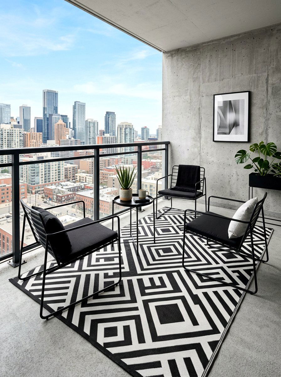 Monochrome Rug - 30 balcony rug ideas