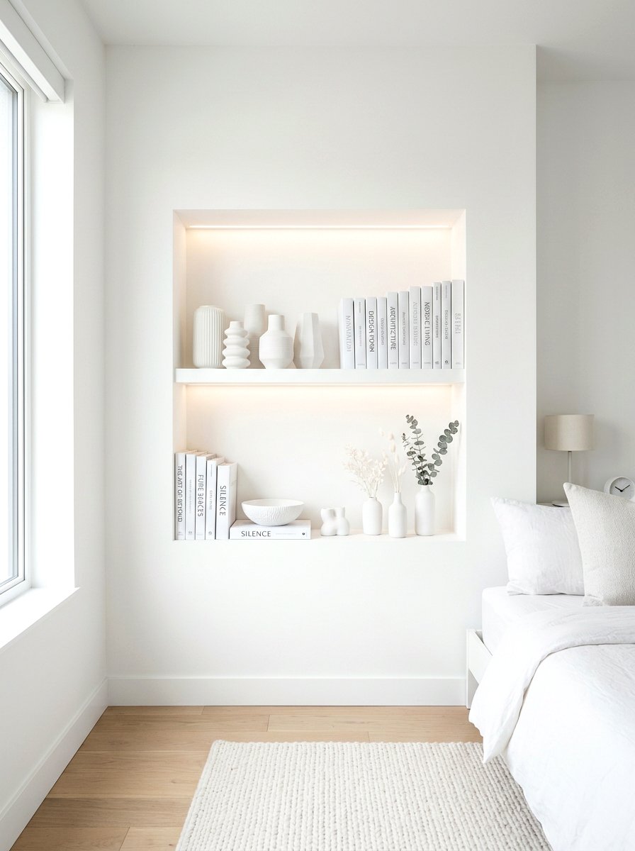 Monochrome Style Niche - 30 niche shelf styling ideas
