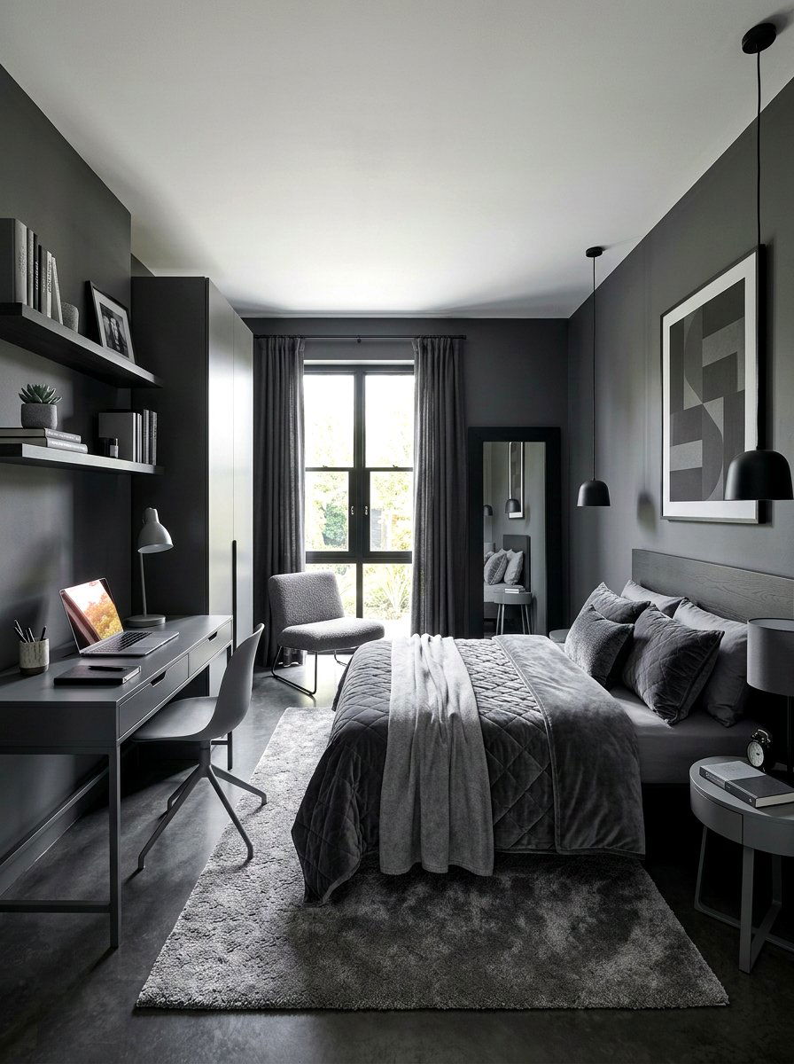 Monochrome Teen Room - 30 cool teen room ideas aesthetic