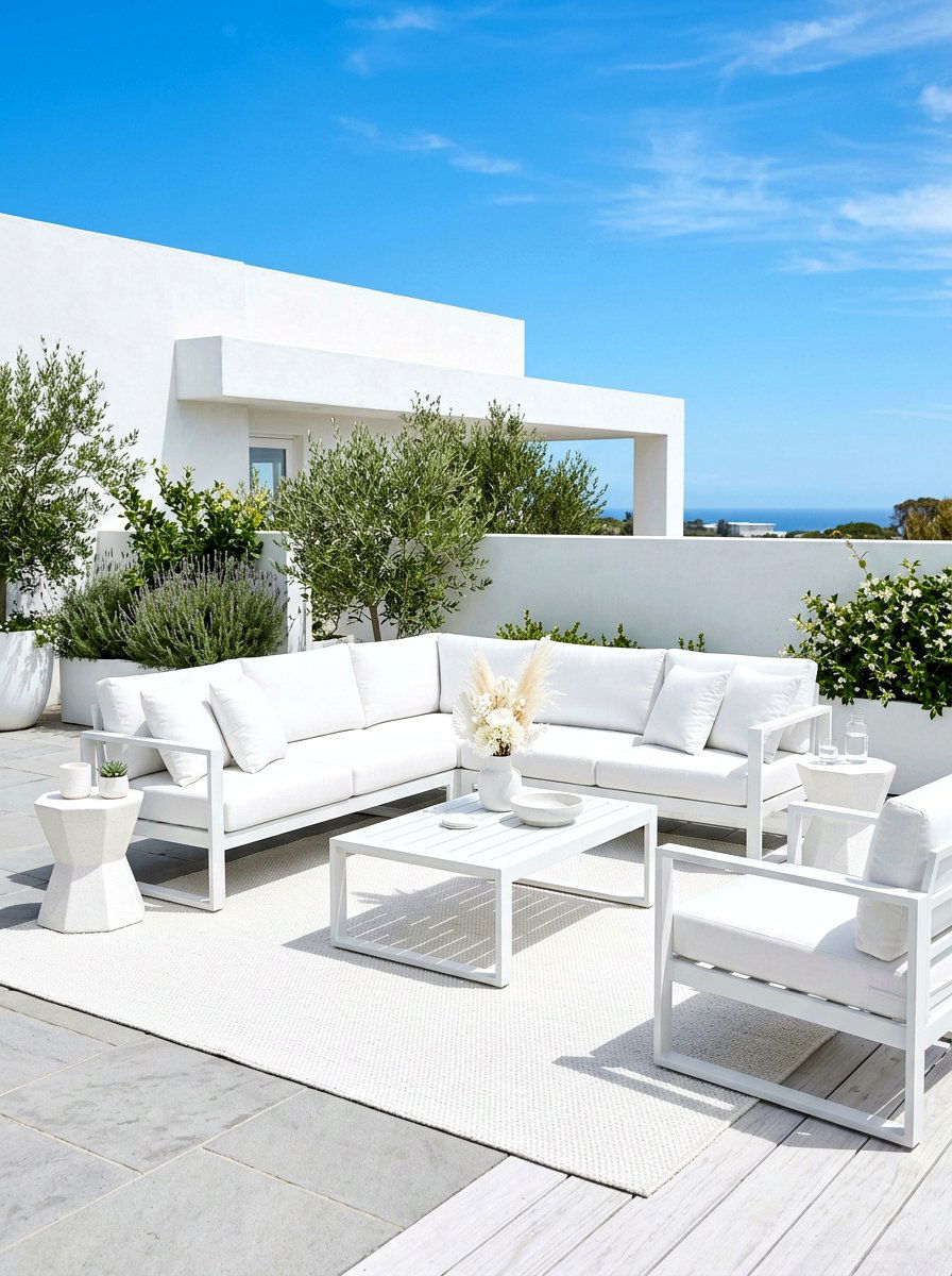 Monochrome White Patio Lounge - 30 luxury patio lounge ideas