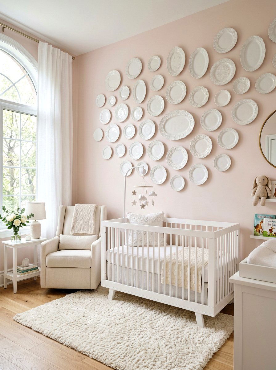 Monochrome White Plate Wall - 30 plate wall display ideas