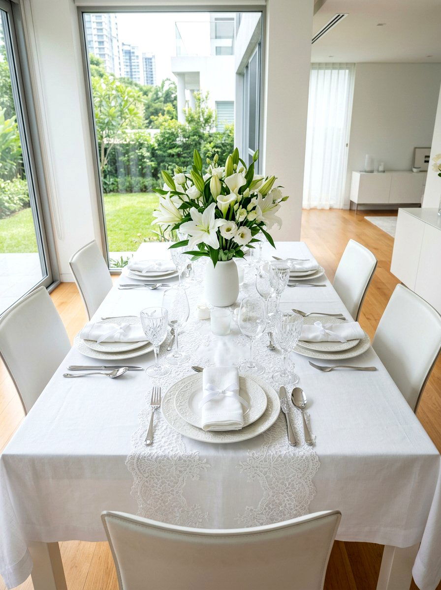 Monochrome White Table - 30 collected tablescape ideas aesthetic