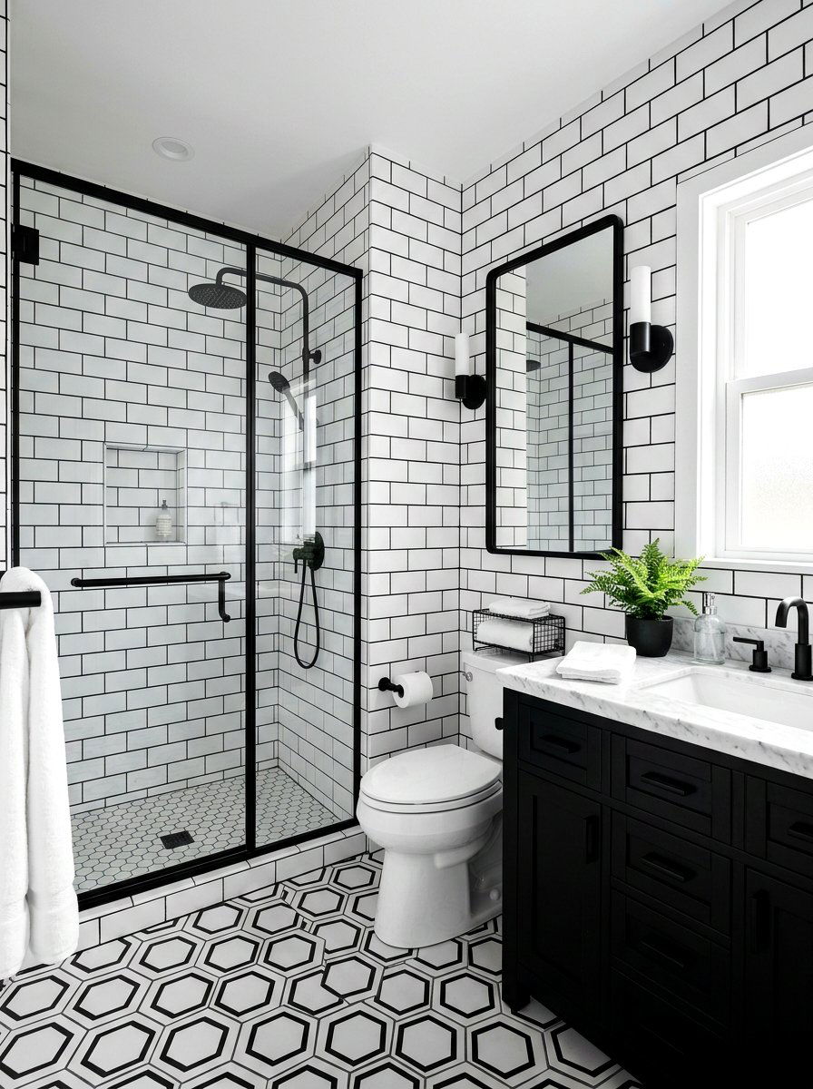 Monochrome bathroom - 30 retro bathroom ideas