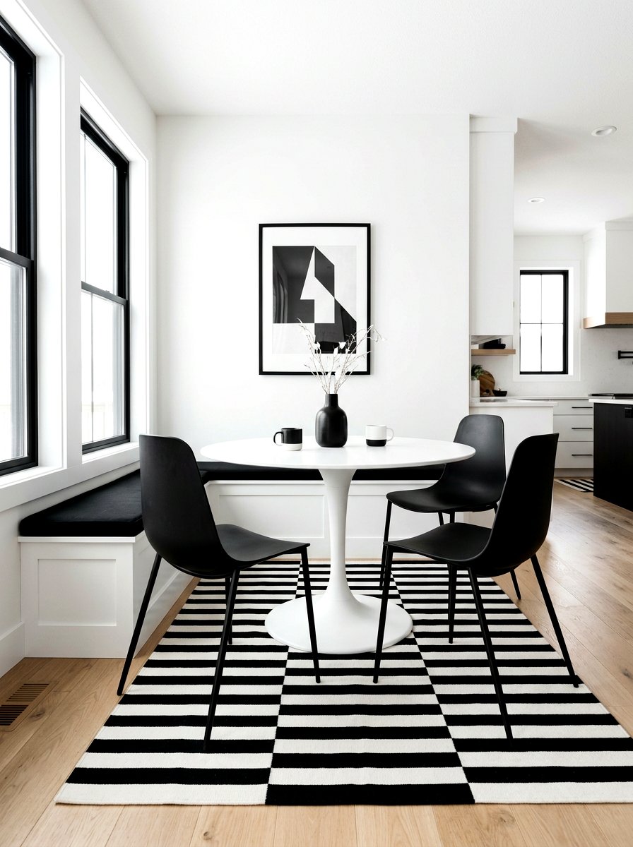 Monochrome black and white nook - 30 bedroom breakfast nook ideas