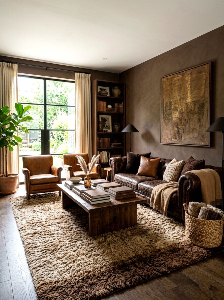 Monochrome brown living room - 30 brown living room ideas