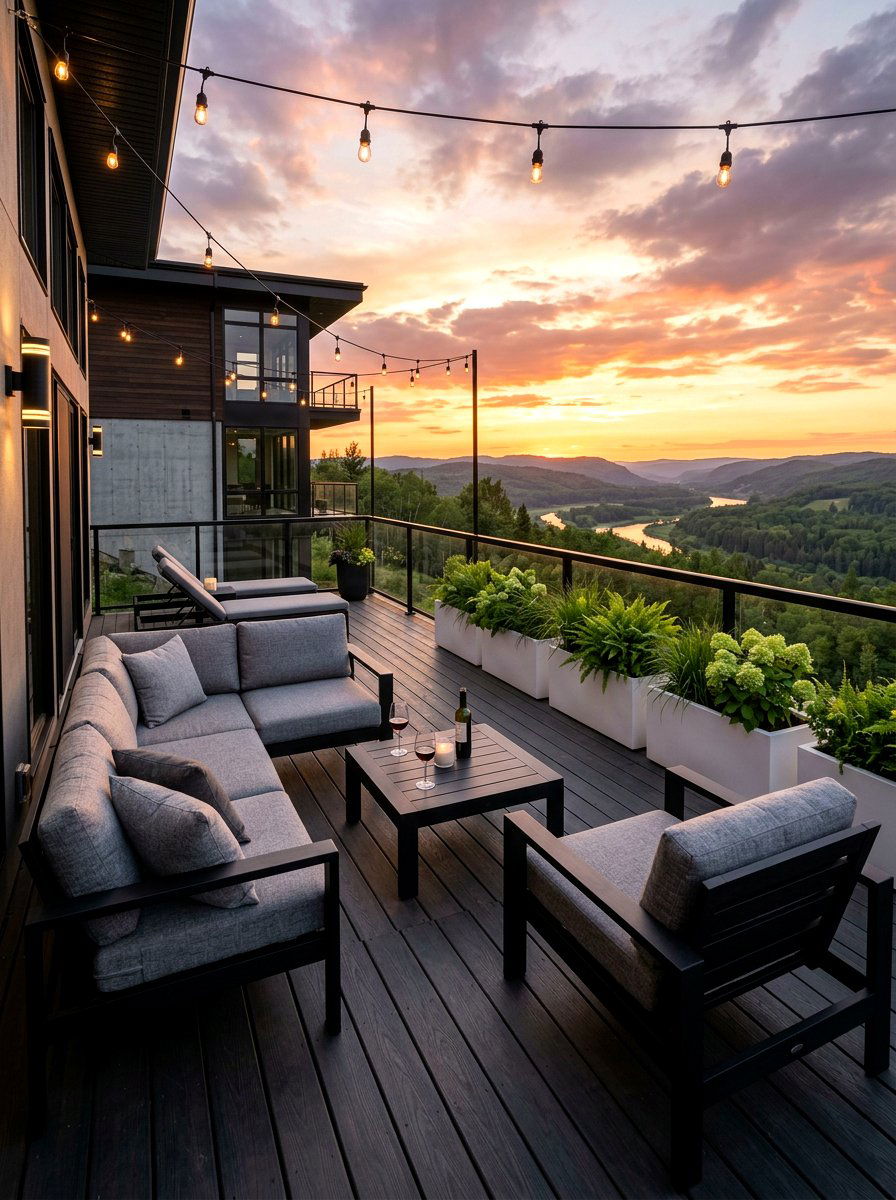 Monochrome deck style - 30 sunset deck decor ideas