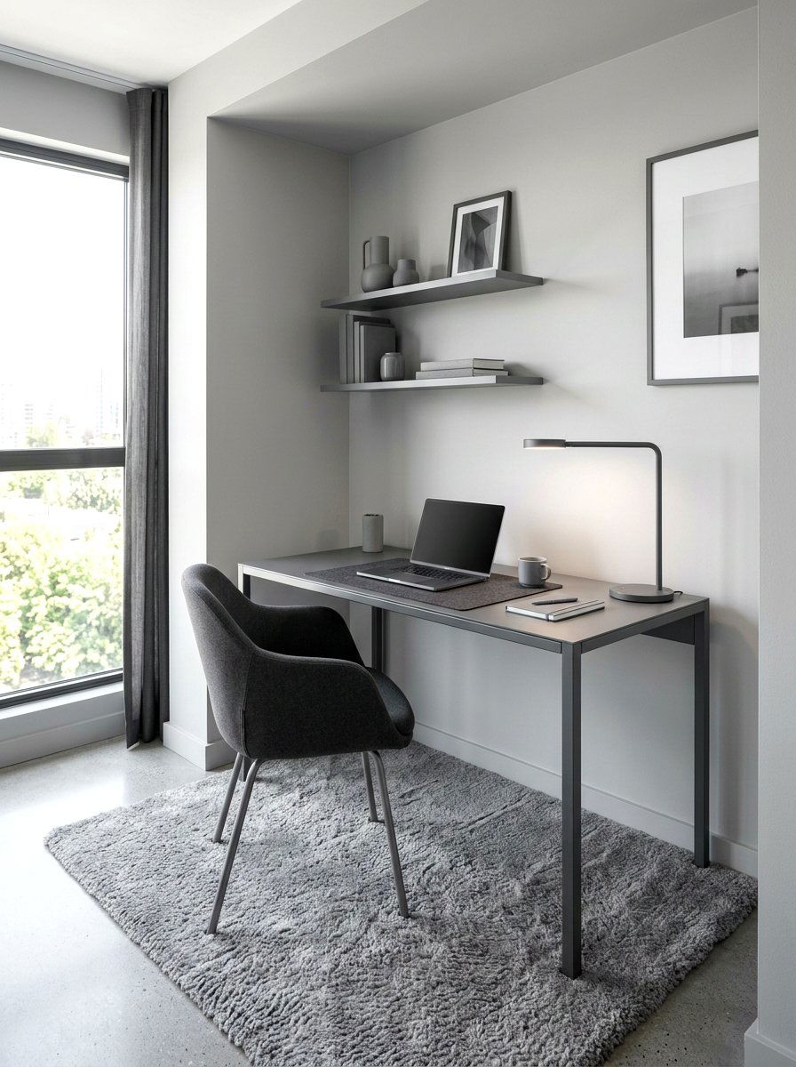 Monochrome minimalist nook - 30 journaling corner ideas