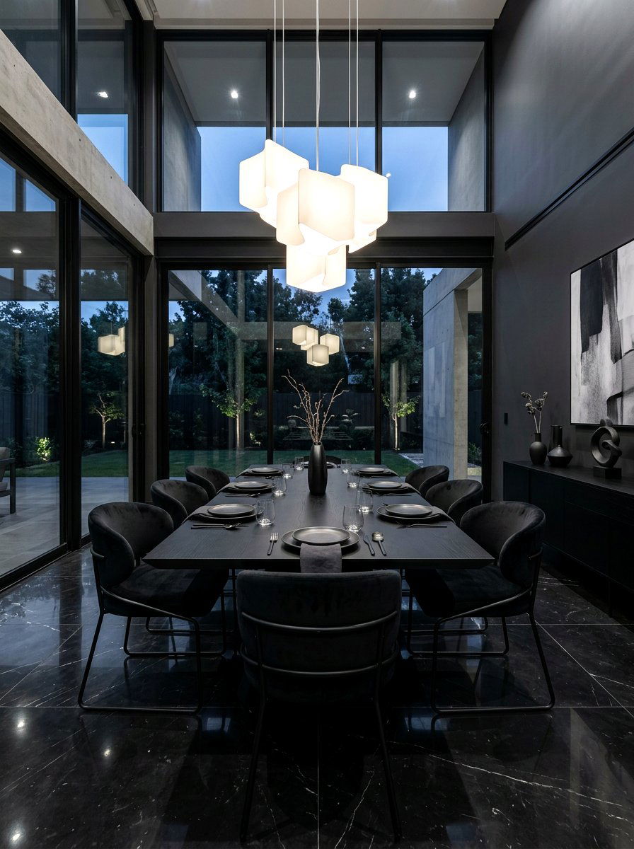 Monochrome modern villa dining - 30 villa dining room ideas