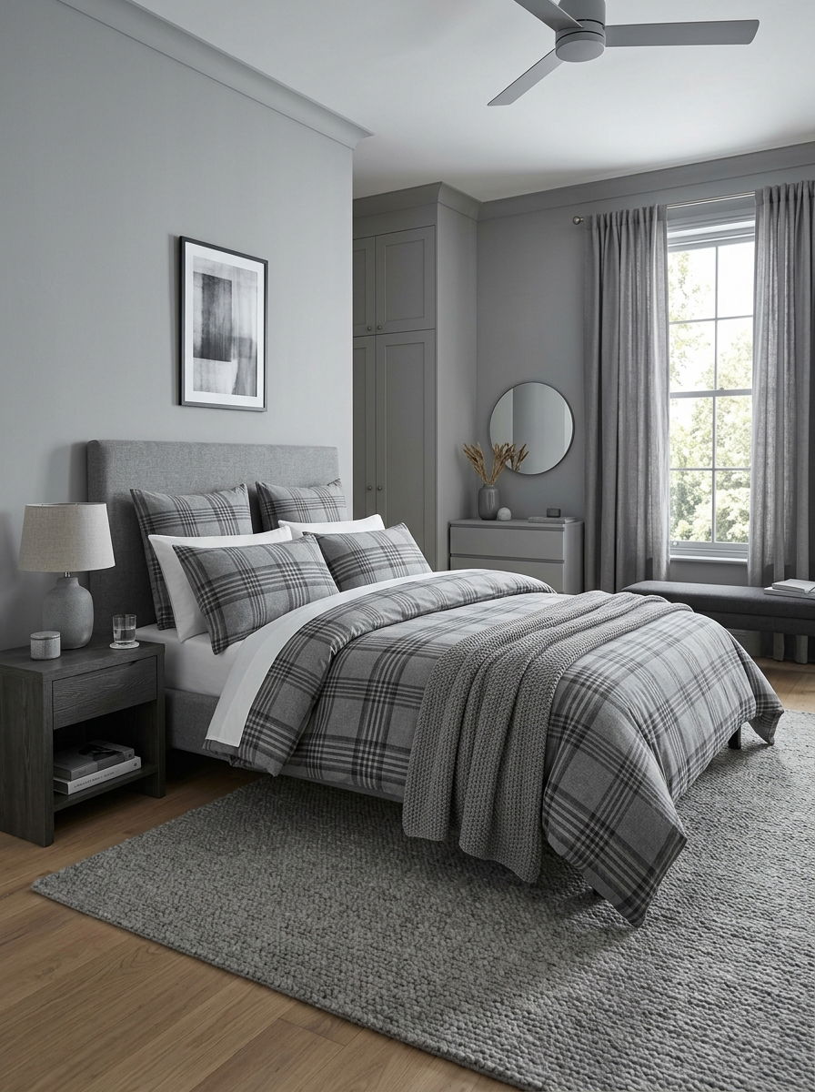 Monochrome plaid bedroom - 30 plaid bedroom ideas