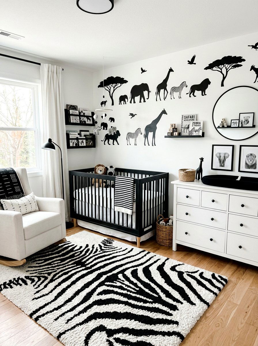 Monochrome safari nursery - 30 safari nursery ideas