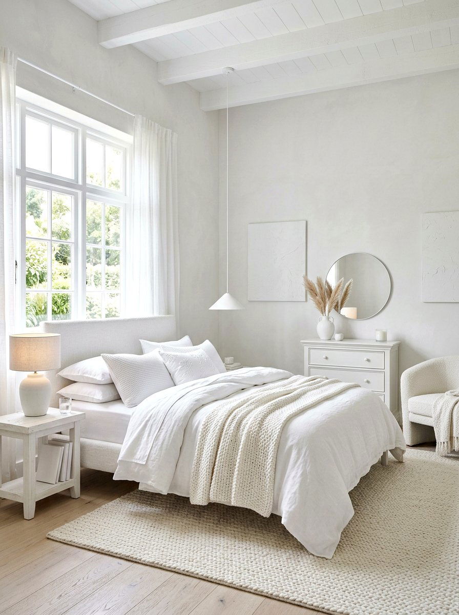 Monochrome white bedroom - 30 Paris apartment bedroom ideas