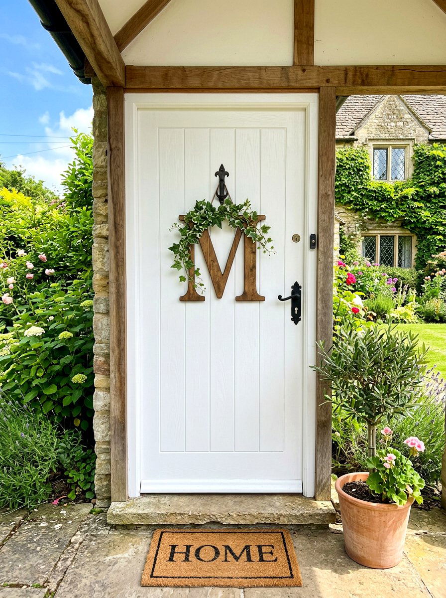 Monogram Door Sign - 30 front door decor ideas