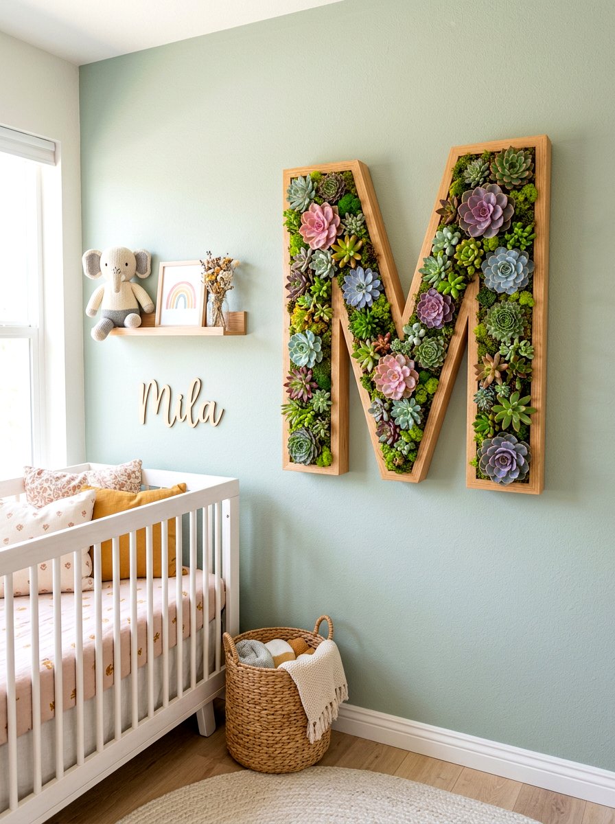 Monogram Succulent Letter - 30 vertical succulent garden ideas