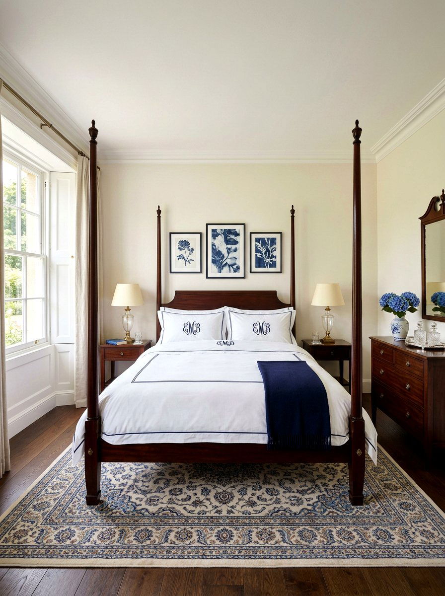 Monogrammed Bedding With Piped Edges - 30 piped bedding bedroom ideas