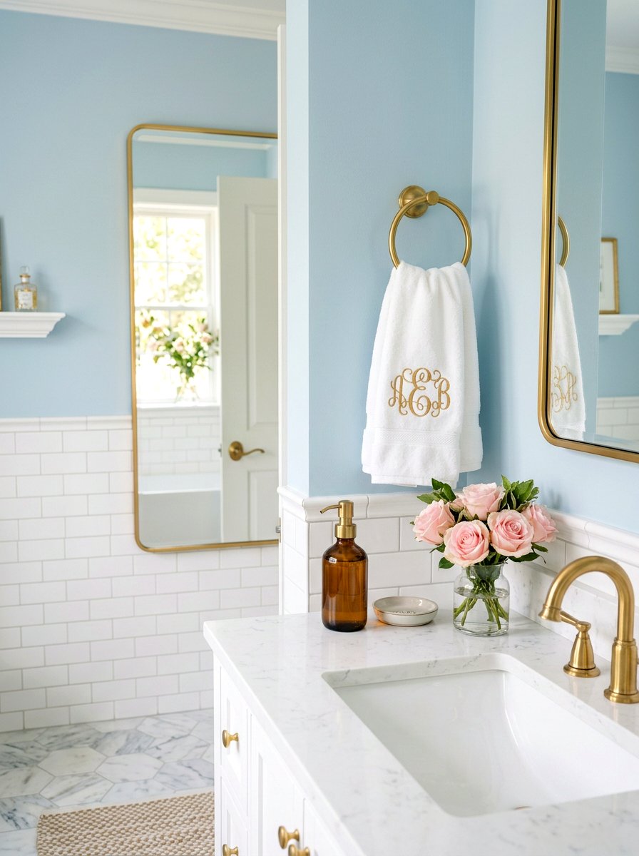 Monogrammed Hand Towels Bathroom - 30 preppy home decor ideas