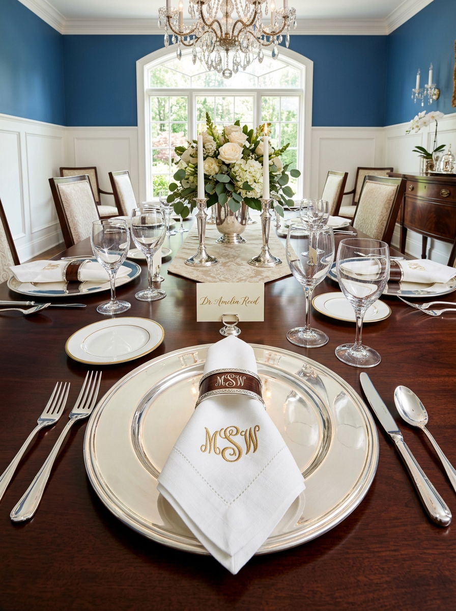 Monogrammed Napkin Ring - 30 napkin ring ideas