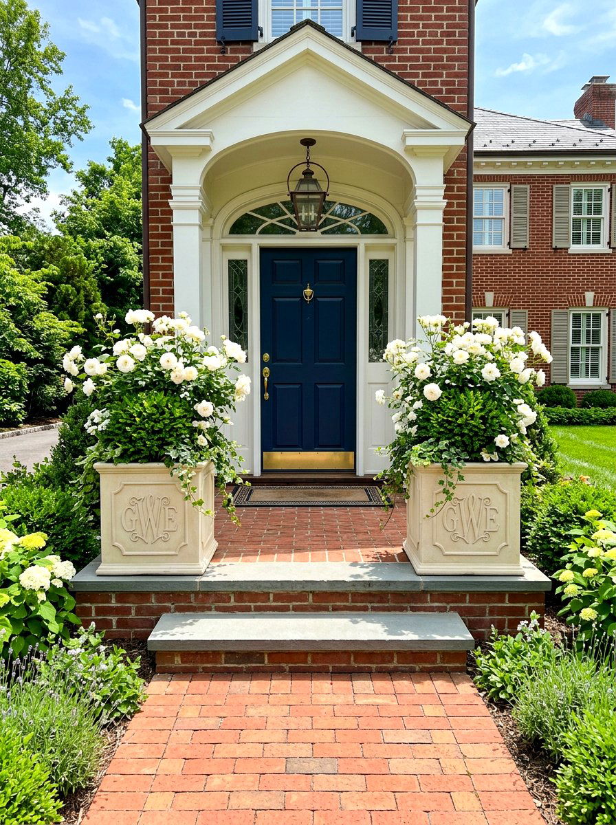 Monogrammed front porch planters - 30 porch step planter ideas