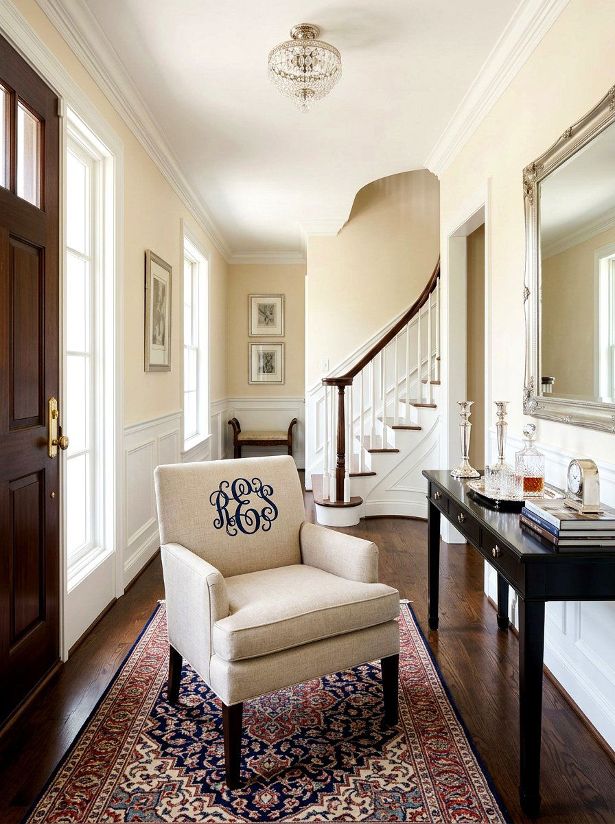 Monogrammed linen chair - 30 skirted chair ideas