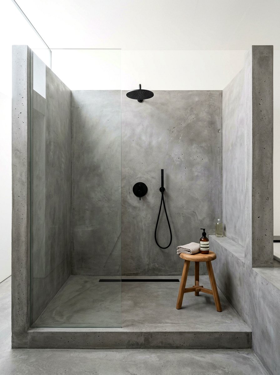 Monolithic concrete shower design - 30 spa shower bathroom ideas