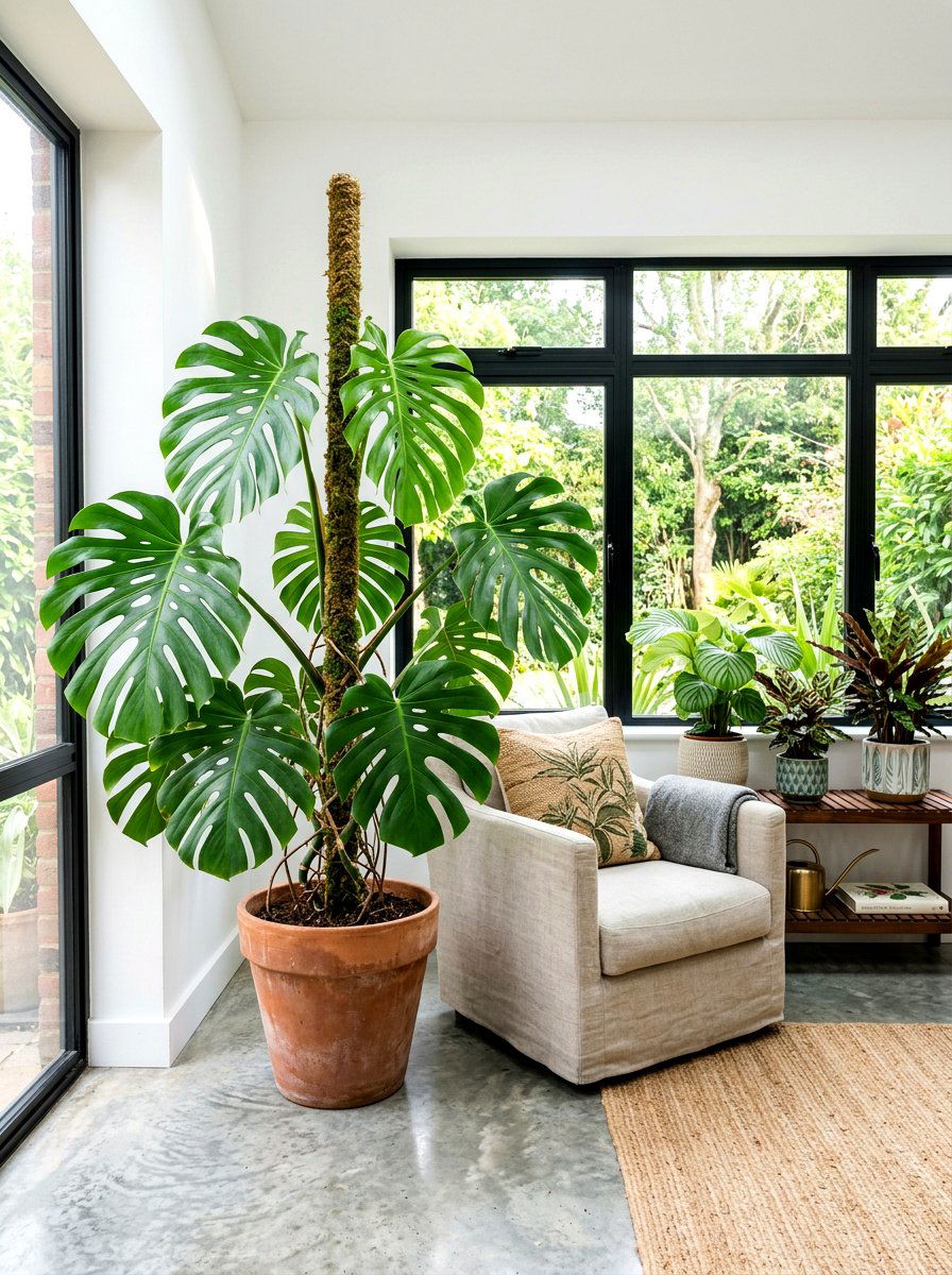 Monstera Deliciosa Arrangement - 30 sunroom plant corner ideas
