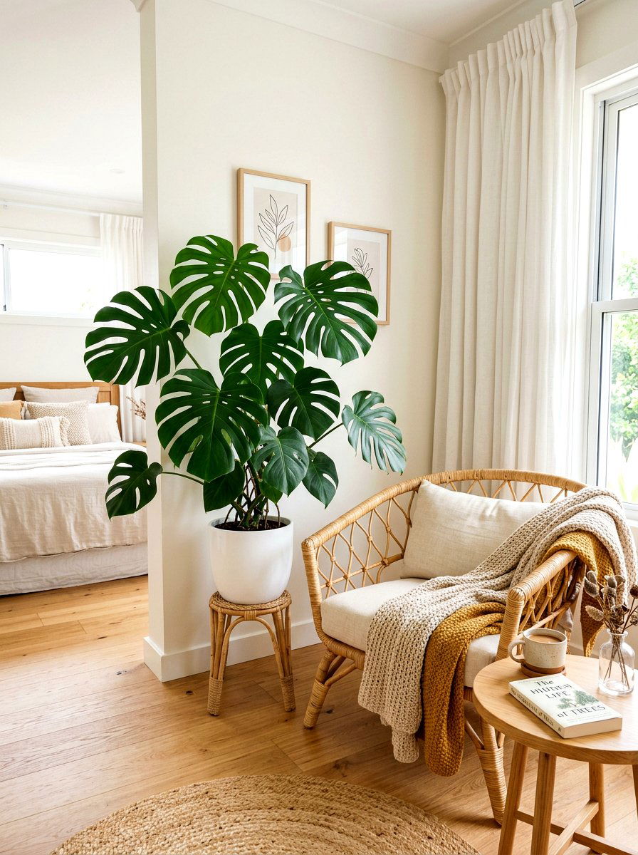 Monstera Deliciosa Bedroom Plant Corner - 30 bedroom plant corner ideas