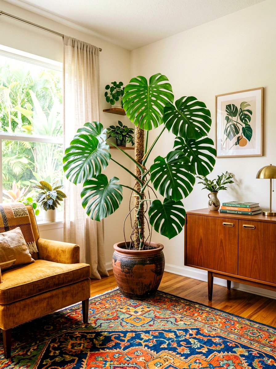 Monstera Deliciosa Corner - 30 indoor tree corner ideas