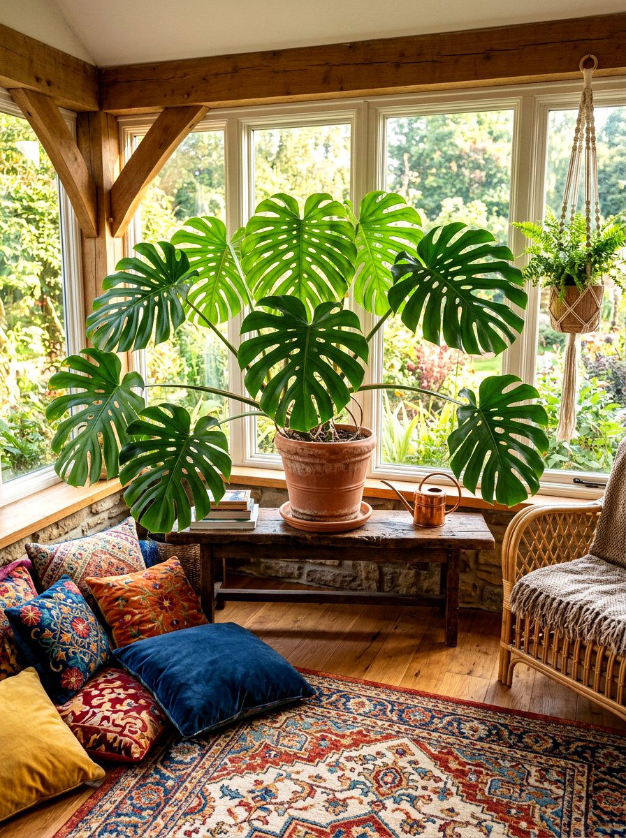 Monstera Deliciosa Plant - 30 sunroom plant ideas
