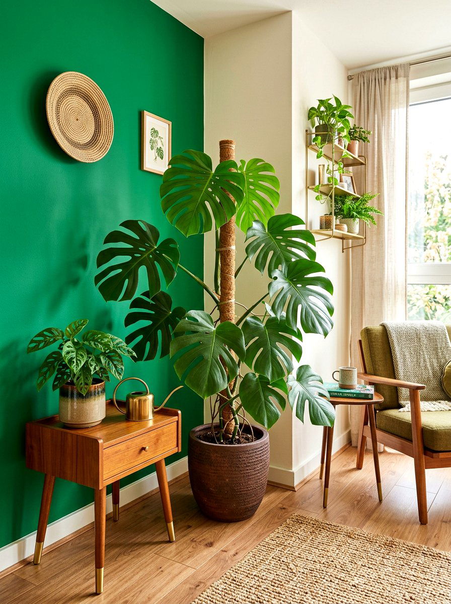 Monstera deliciosa corner - 30 office plant corner ideas