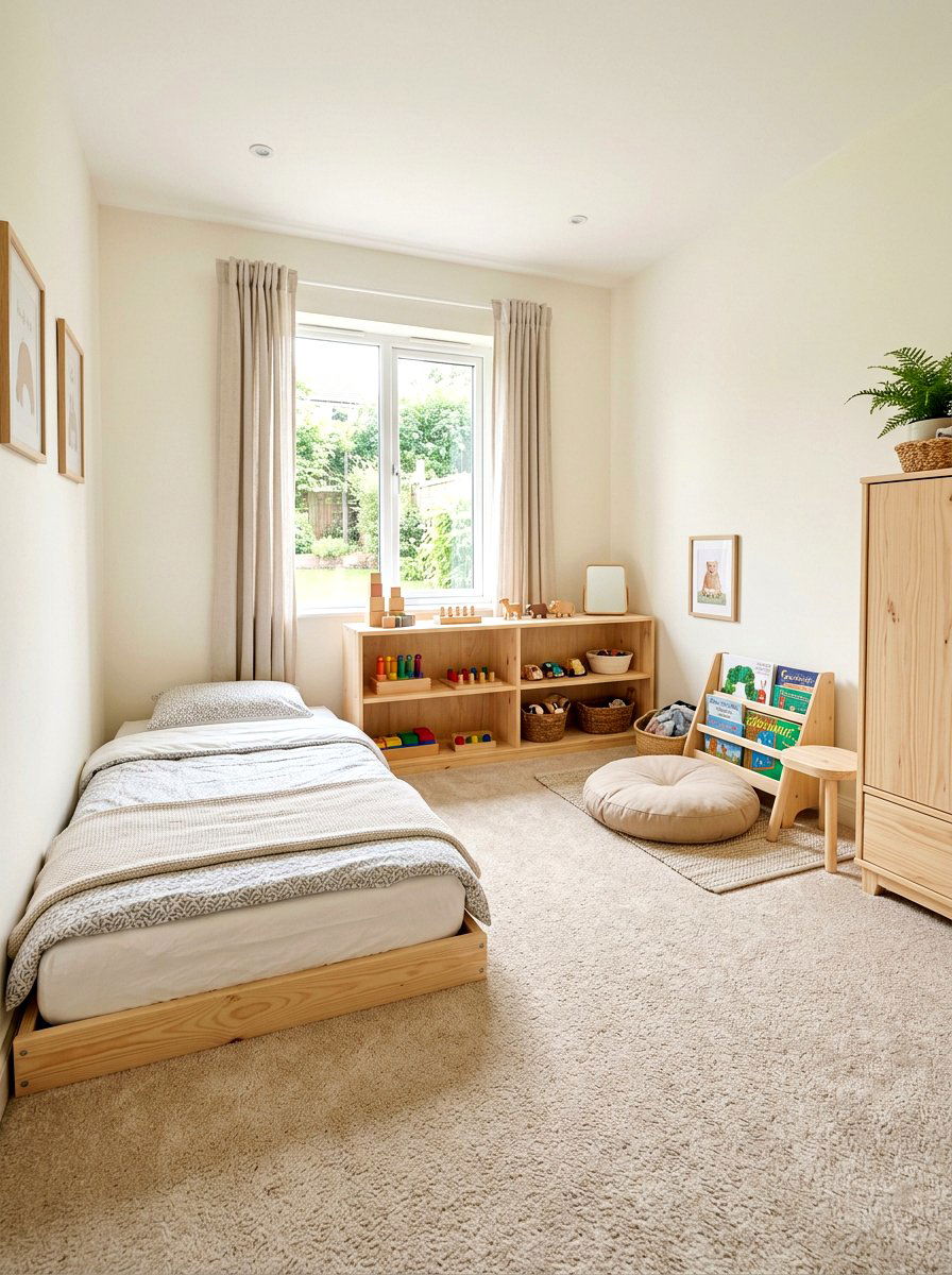 Montessori Floor Bed Space - 30 neutral toddler room ideas