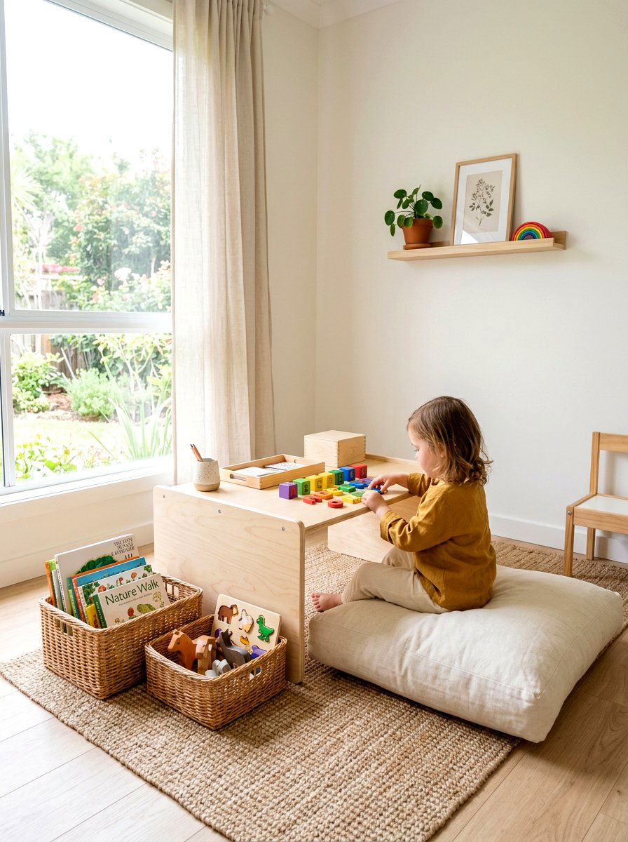 Montessori Floor Desk - 30 kids study corner ideas