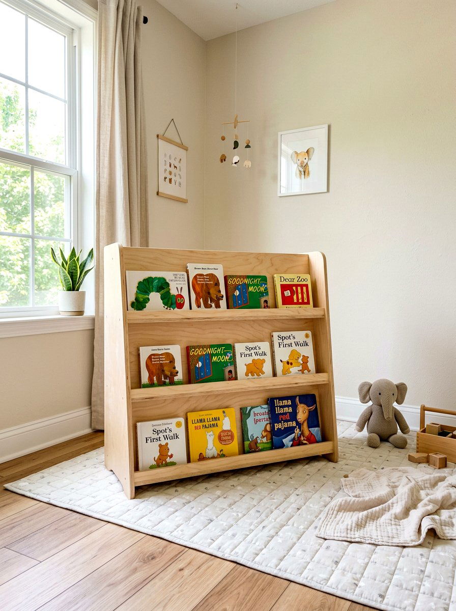 Montessori Floor Shelf - 30 playroom bookshelf ideas