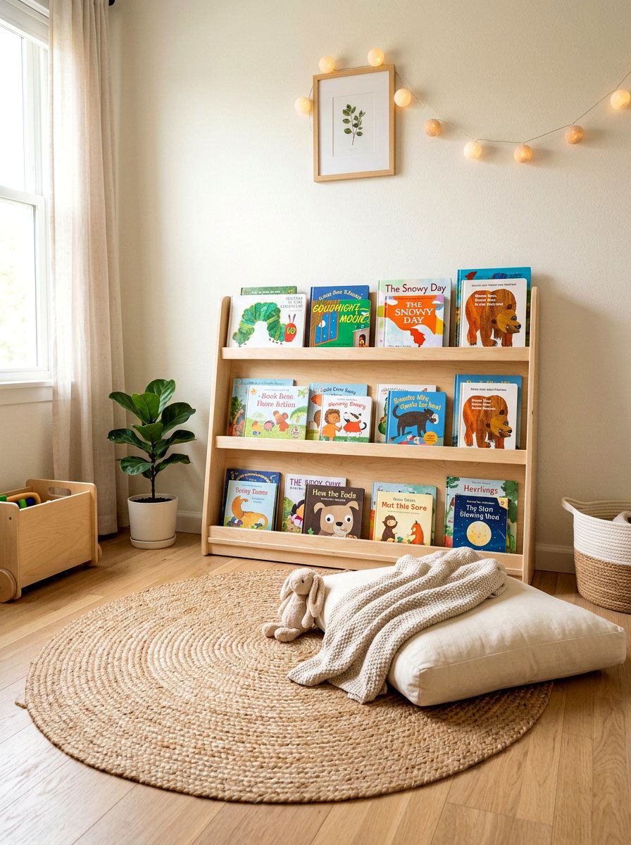 Montessori Floor Shelf - 30 nursery bookshelf ideas