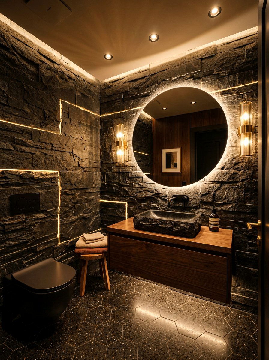 Mood lighting powder room - 30 spa like powder room ideas