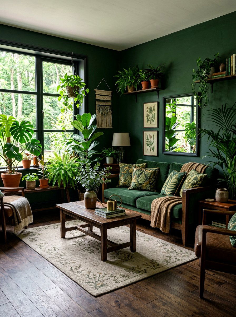 Moody Botanical Living Room - 30 dark floral living room ideas
