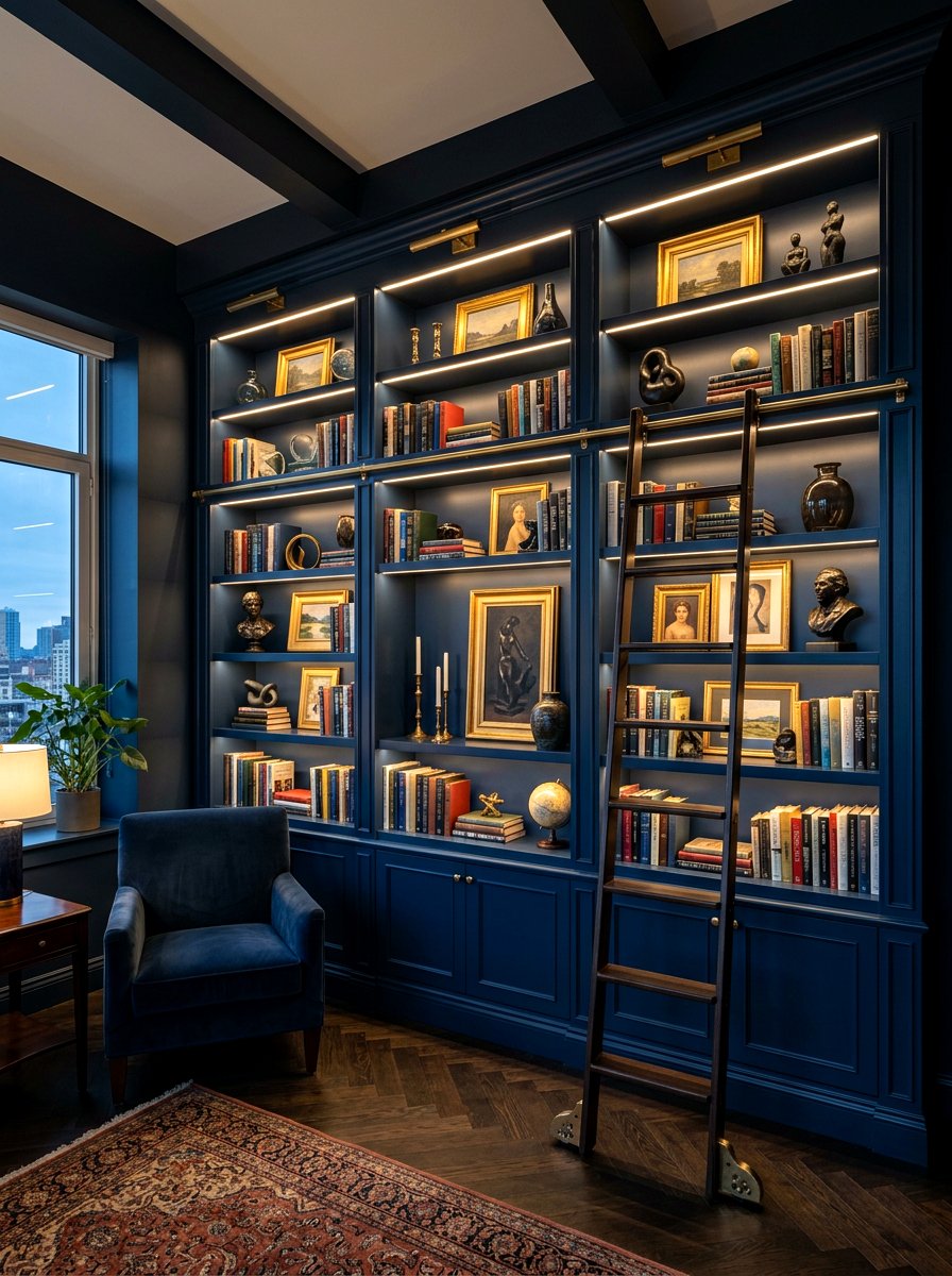Moody Built In Bookcase - 30 shelfie decor ideas