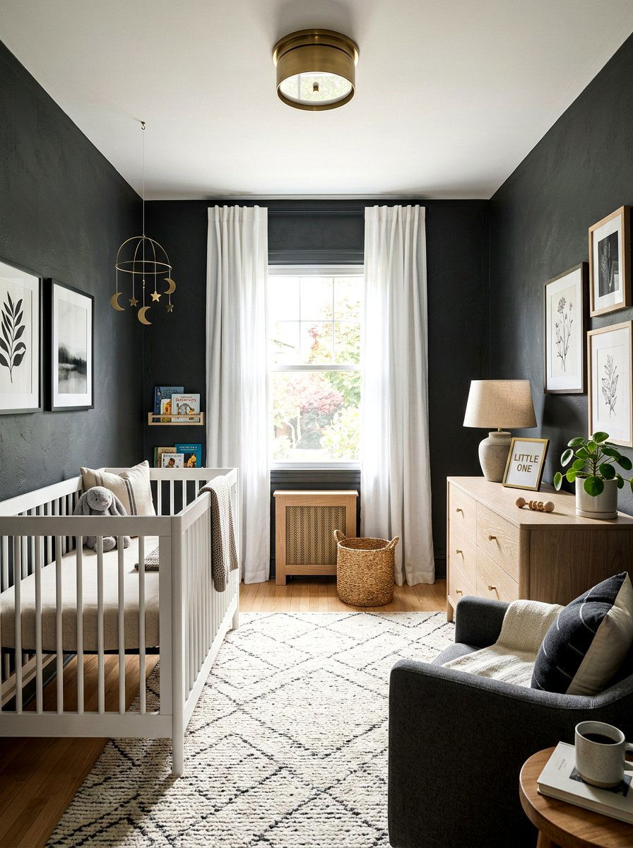 Moody Charcoal Nursery - 30 gender neutral baby room ideas