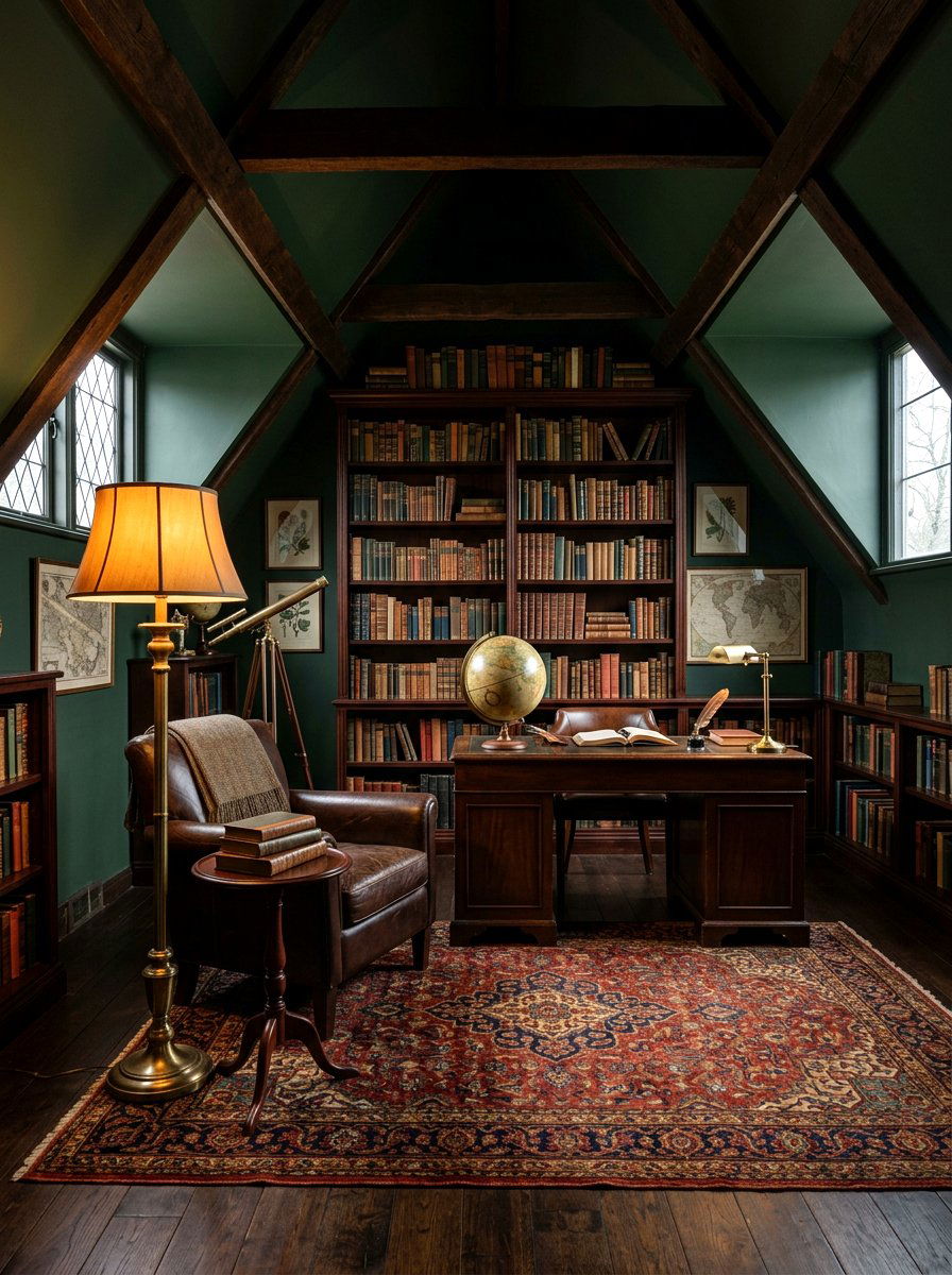 Moody Dark Academia Attic - 30 attic reading nook ideas