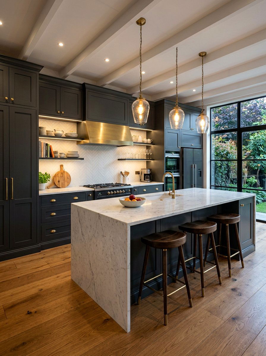 Moody Dark Cabinetry - 30 coffeehouse kitchen decor ideas