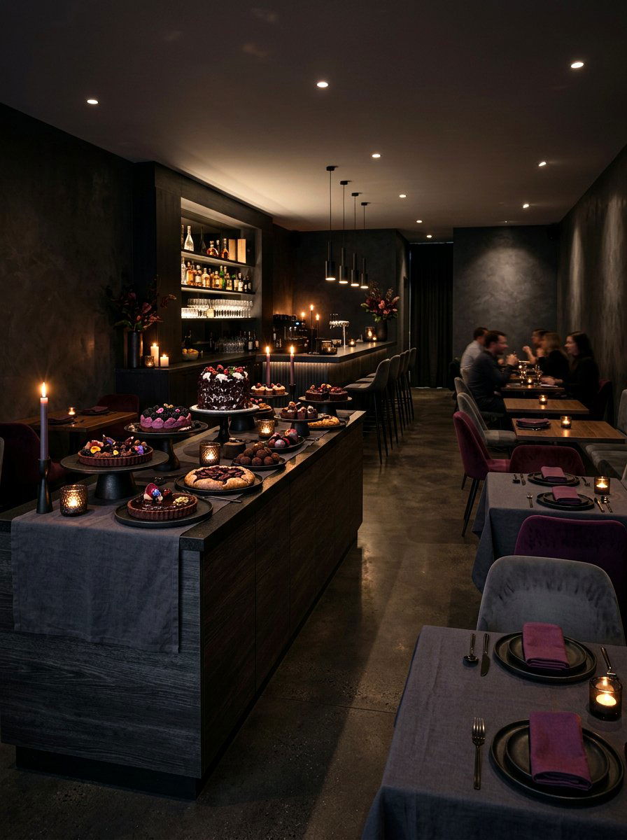 Moody Dark Dessert Bar - 30 dessert station aesthetic ideas