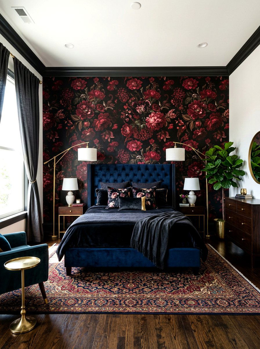 Moody Dark Floral Wallpaper - 30 patterned wallpaper ideas
