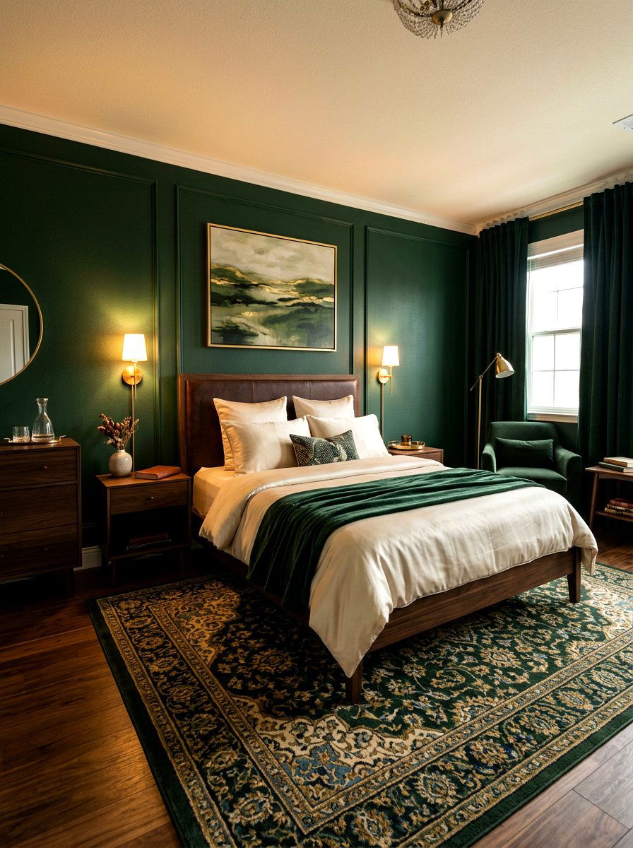 Moody Dark Green Bedroom - 30 calming bedroom ideas